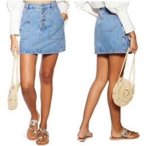 Topshop Button Down Jean Skirt